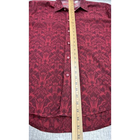 Robert Graham Button Down Shirt Long Sleeve Red Floral Print Burgundy Mens XL - Picture 6 of 9